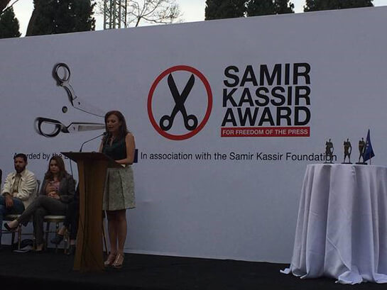 //Giselle Khoury, widow of slain Lebanese reporter Samir Kassim