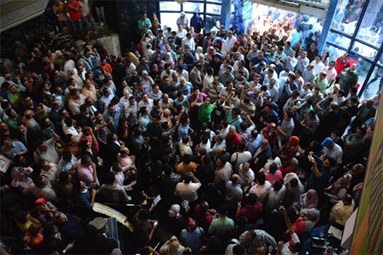 //Journalists Syndicate general assembly meeting on Wednesday (Courtesy Journalists Syndicate head Yehia Qallash's Facebook page)
