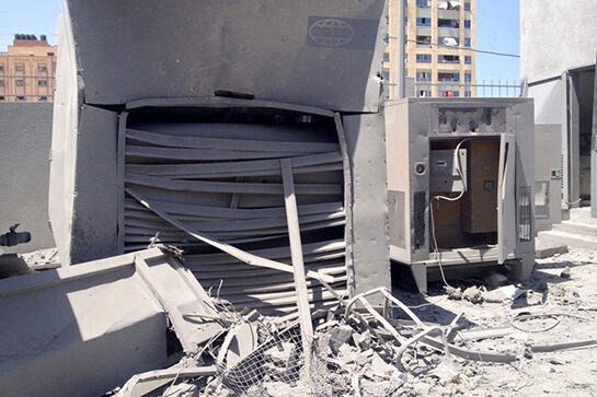 //Al Montada, Gaza City. Sewage Pumping Station No. 1, damaged by an air strike on 8 July 2014. 