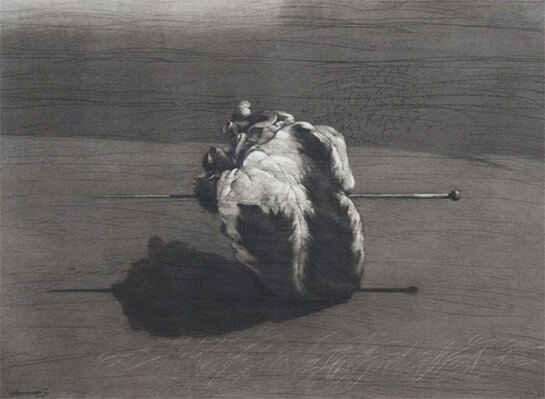 //Coeur transpercé, 2012. Fusain sur papier, 150 x 200 cm. © Youssef Abdelke. Courtesy Galerie Claude Lemand, Paris.