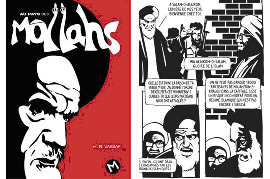 //La  BD « Au pays des mollahs » raconte certains événements méconnus en France (et même en Iran) de l'histoire de l’Iran, après la révolution de 1979, et dissèque le fonctionnement de ce régime islamiste. 