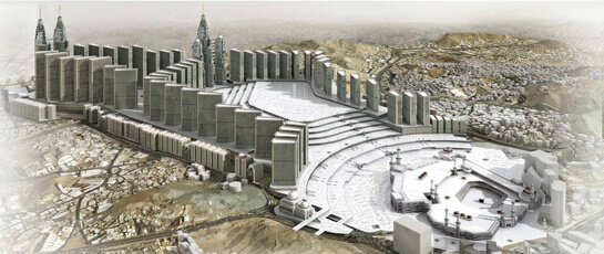 //Un des projets d'agrandissement de la Kaaba et de ses alentours.Afin d’étendre la superficie de la mosquée, les entrepreneurs du groupe de construction Ben Laden avaient prévu dès 2011 de détruire les galeries dites ottomanes pour les reconstruire plus loin. Ces galeries, construites au XVIème siècle, sont composées de colonnes qui datent pour certaines du VIIIème siècle.