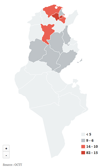 //Répartition géographie des cas de torture et de mauvais traitement pour la période 2013-2014 