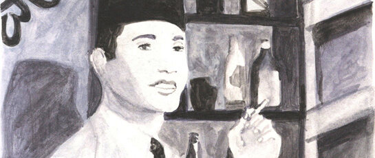 //The silhouette and the dandy ways of Abdelwahab, along with his voice, made him immensely popular in cinema.