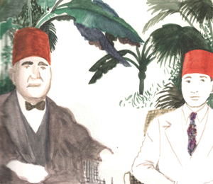 //Il cantante giovanissimo, in compagnia del suo mentore, il poeta Ahmed Shawki Bey