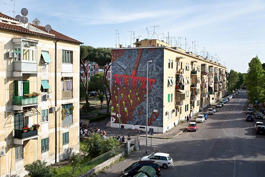 //L’opera dello street artist spagnolo LIQEN realizzata nel quartiere.