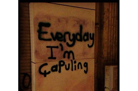 //"Ogni giorno saccheggio”, in riferimento all’uso che il Primo Ministro Erdoğan ha fatto della parola "çapulcu" (saccheggiatore) per denigrare i manifestanti. “Çapulcu" è stato successivamente trasformato in altre lingue e in varie forme tra cui la versione verbale inglese "chapulling". Il termine ha poi avuto un altro significato, diventando il simbolo della lotta per i propri diritti.