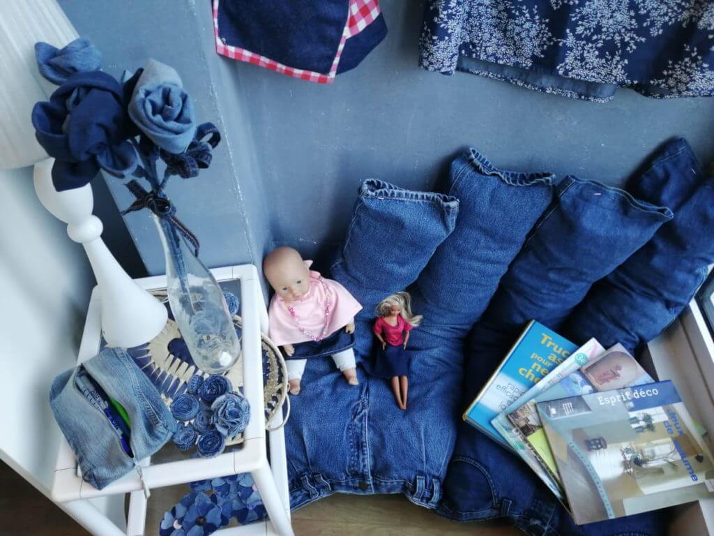 vieux jean customisation réemploi recyclerie au bonheur des bennes St-Nazaire 44