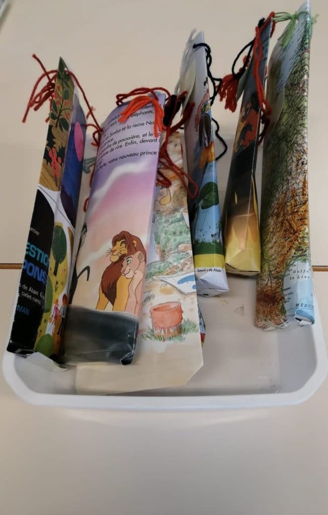 Atelier sac en papier livres enfant réemploi recyclerie au bonheur des bennes 44 saint-Nazaire