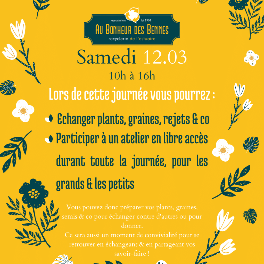 Bourse aux plantes mars réemploi recyclerie au bonheur des bennes saint nazaire 44