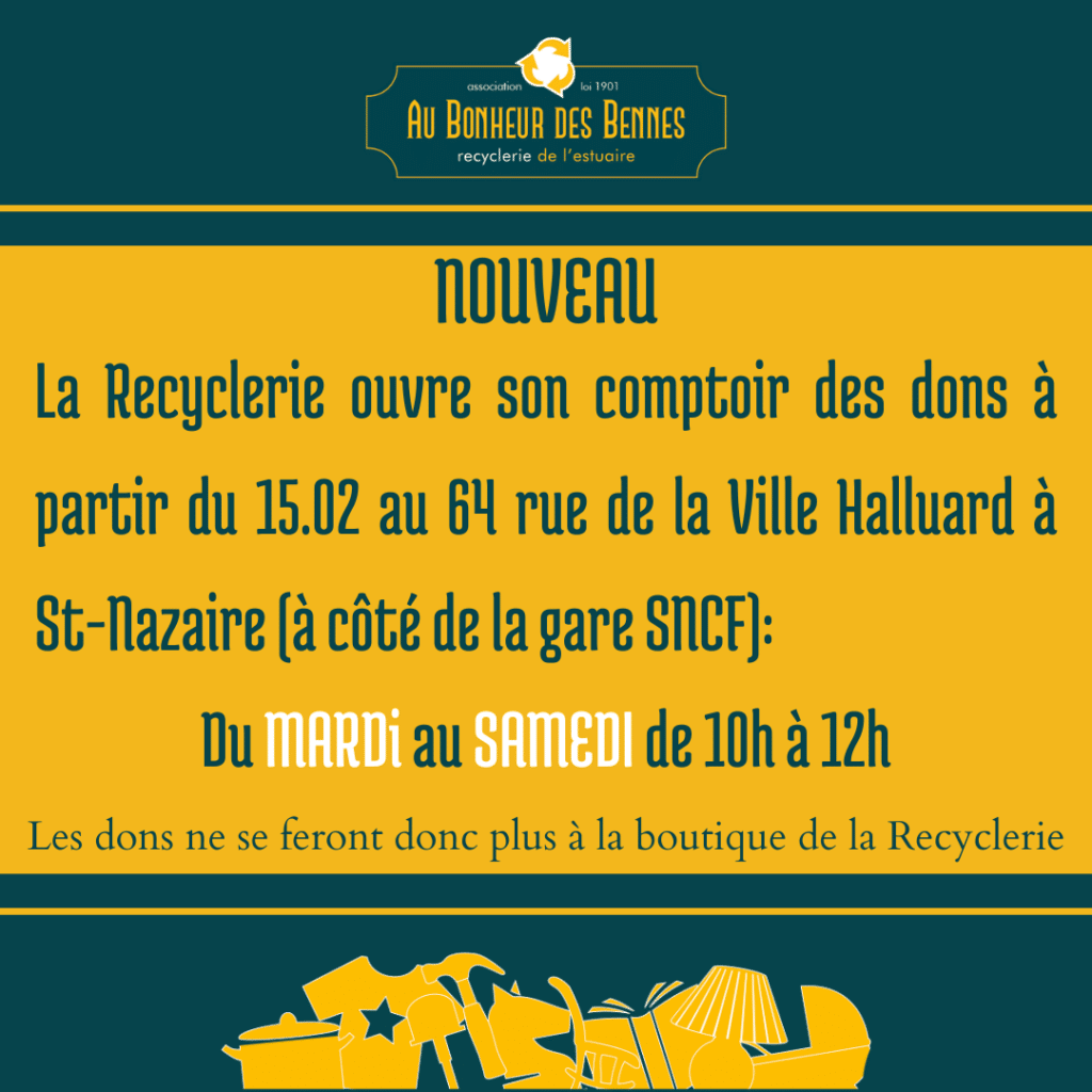 Comptoir des dons réemploi recyclerie au bonheur des bennes 44 saint nazaire