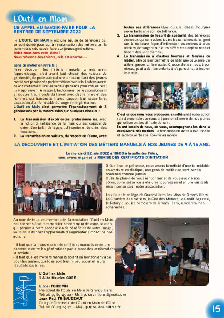 Grandvilliers (60), un appel au savoir-faire pour la rentrée sept 2022 - Mag n° 84 | L'Outil en Main France