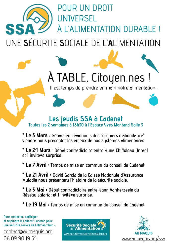 Les jeudis SSA à Cadenet | Au Maquis