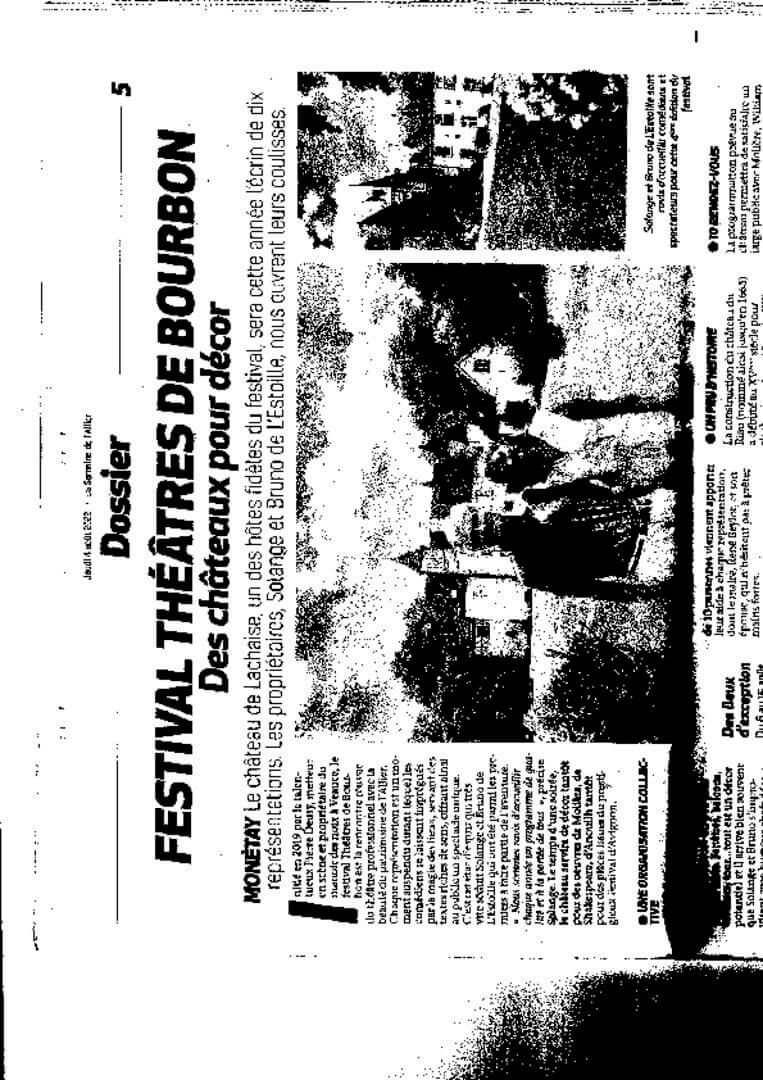 article la semaine de l'allier du 4 08 2022 | Théâtres de Bourbon