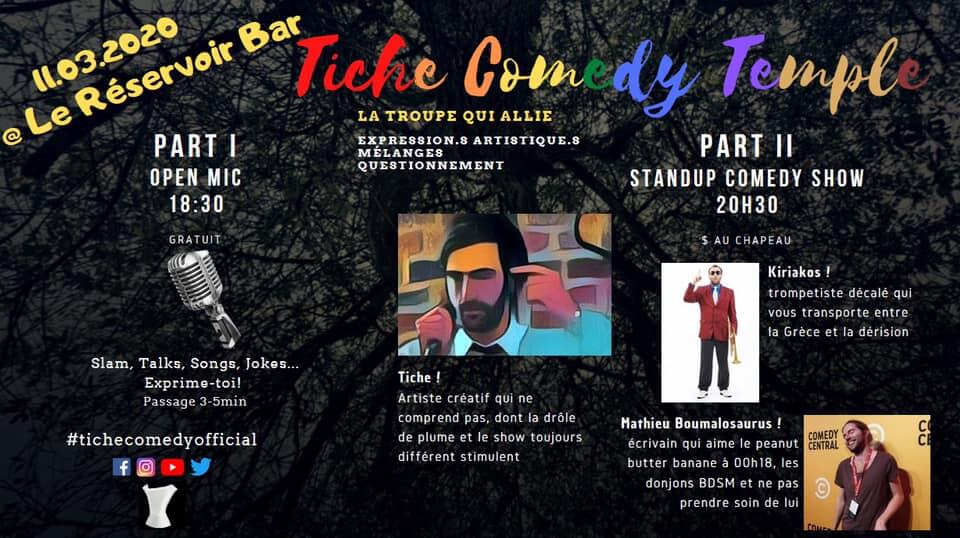 OpenMic au Réservoir avec le TICHE Comedy Temple | Le Reservoir Bar