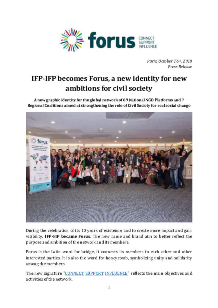 IFP-IFP becomes Forus, a new identity for new ambitions for civil society | Forus