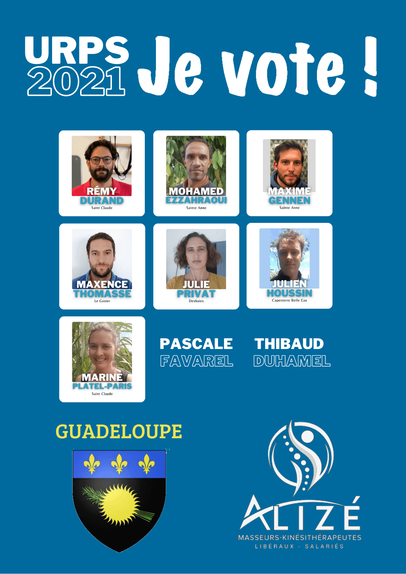URPS 2021 : Nos candidats pour la région Guadeloupe | Alizé - Syndicat de kinésithérapeutes