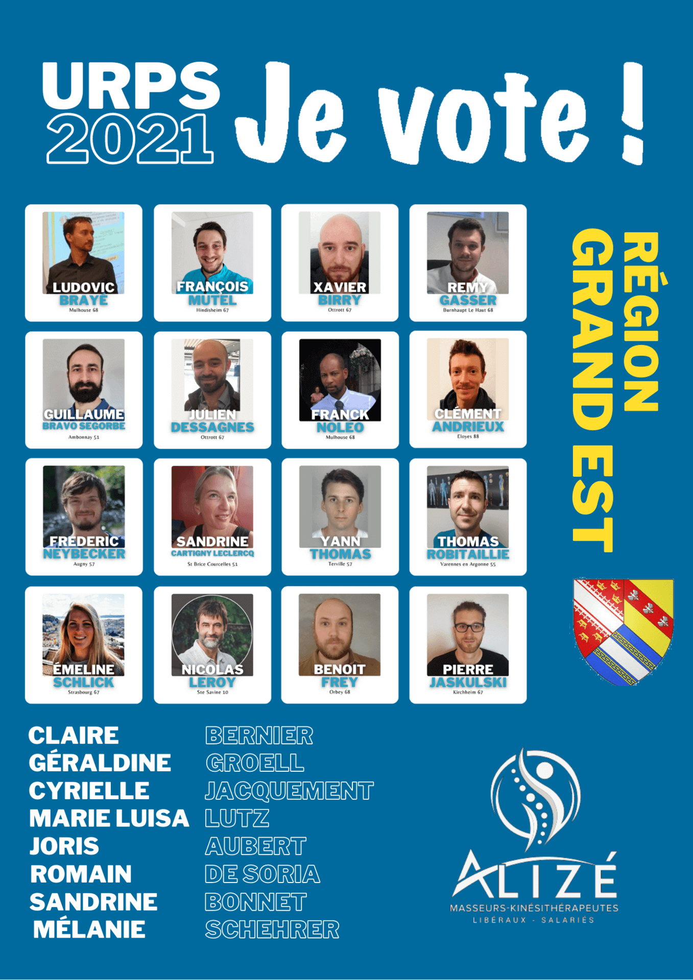 URPS 2021 : Nos candidats pour la région Grand Est | Alizé - Syndicat de kinésithérapeutes