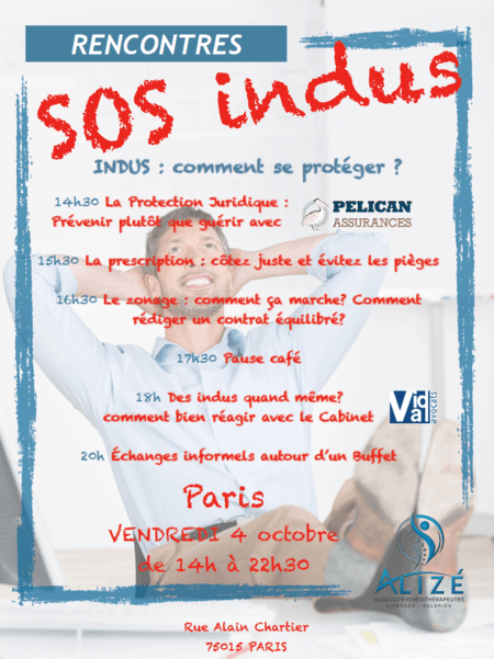 Rencontre SOS Indus le 4/10 à Paris | Alizé - Syndicat de kinésithérapeutes