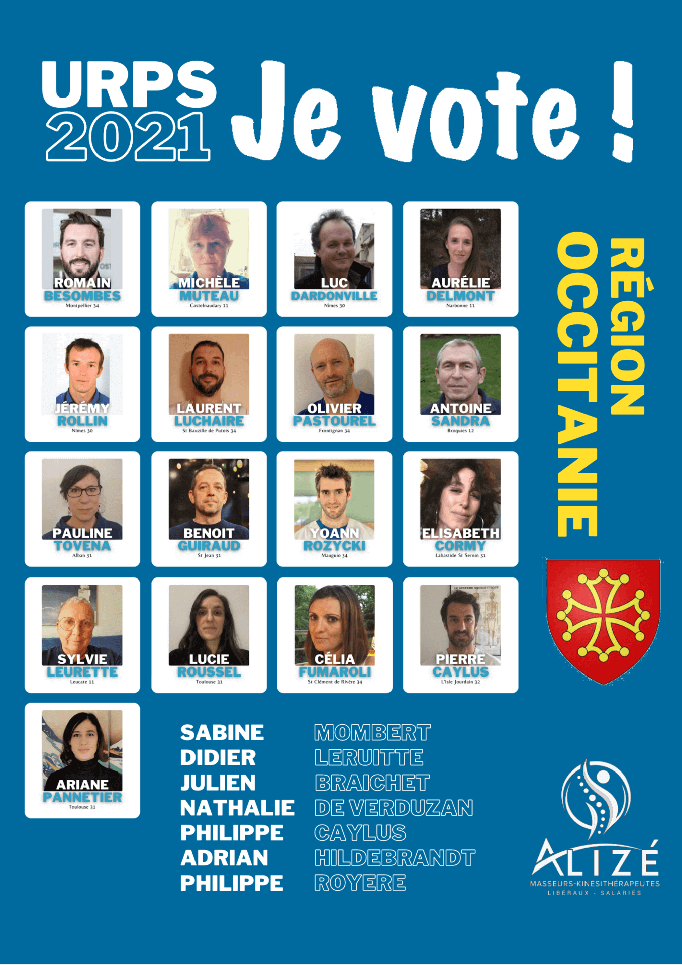 URPS 2021 : Nos candidats pour la région Occitanie | Alizé - Syndicat de kinésithérapeutes