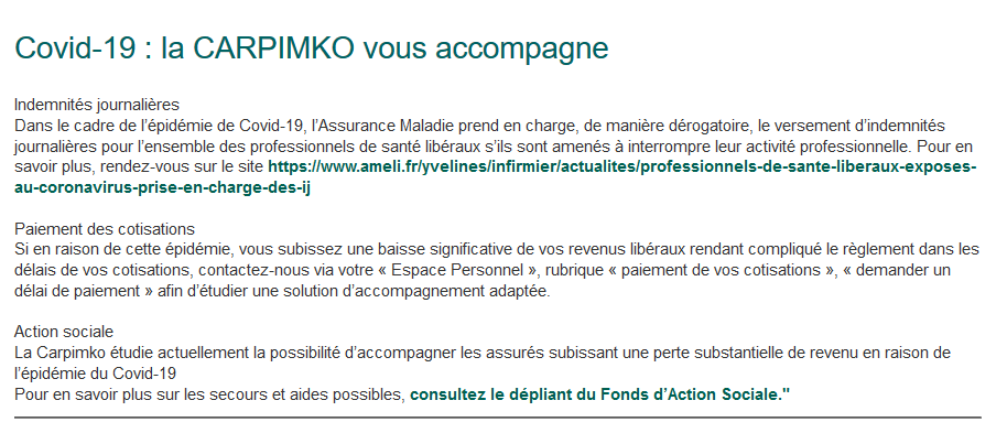 Covid-19 - Indemnisation et aides pour les kinésithérapeutes libéraux | Alizé - Syndicat de kinésithérapeutes