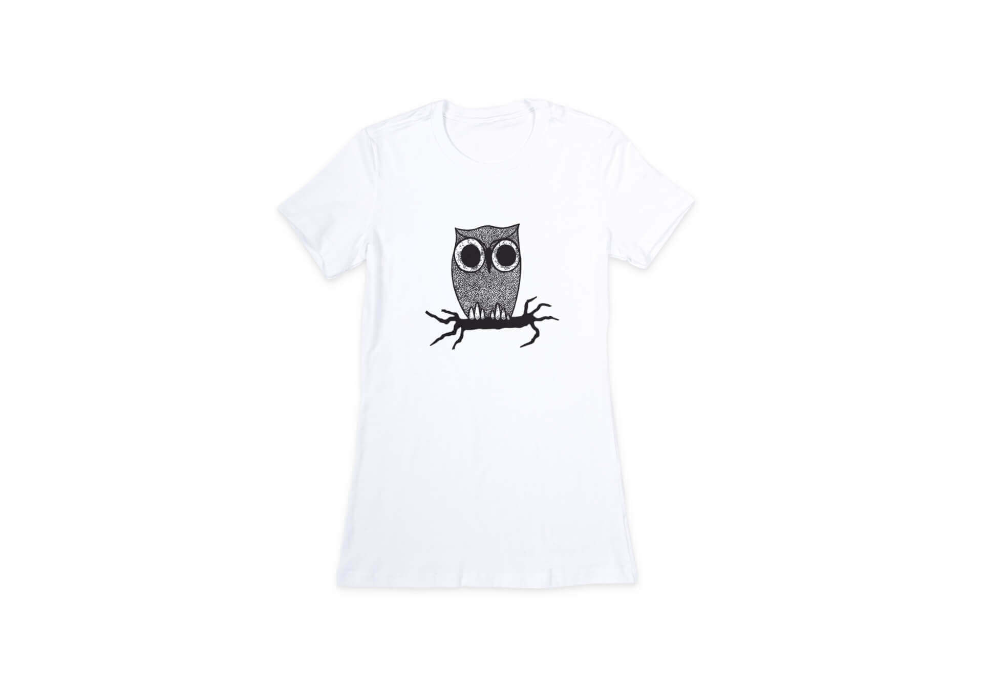 Un Hibou dans la Nuit - T-Shirt Femme- Blanc | Kumo