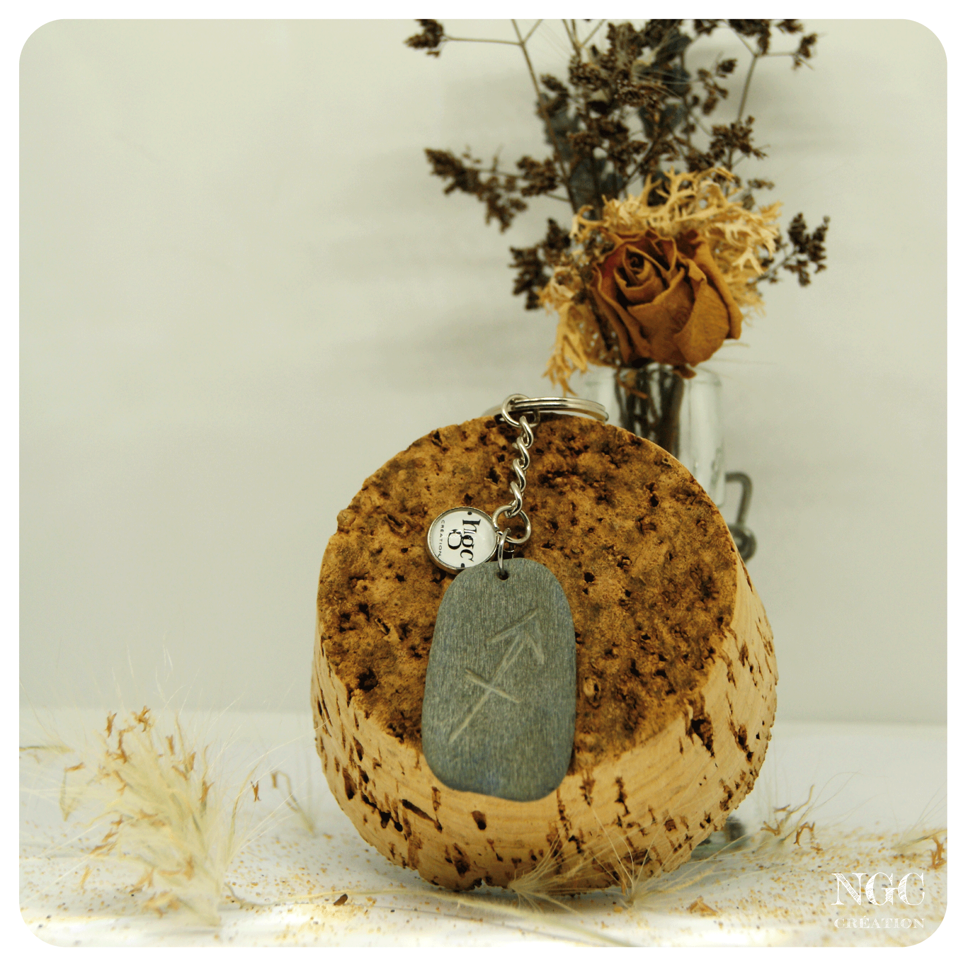 Porte-clés Sagittaire, galet naturel | Ngc Création