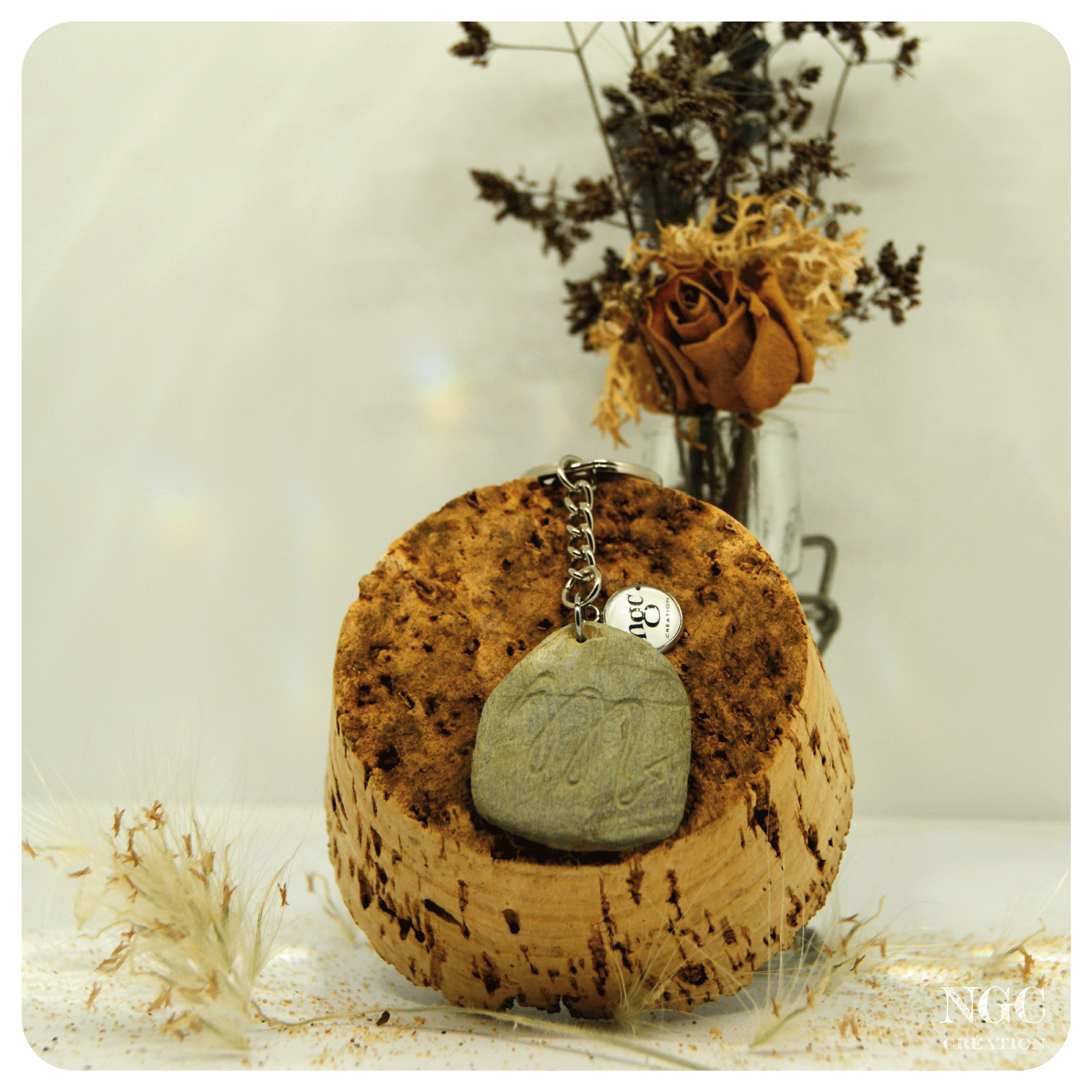 Porte-clés Scorpion, galet naturel | Ngc Création