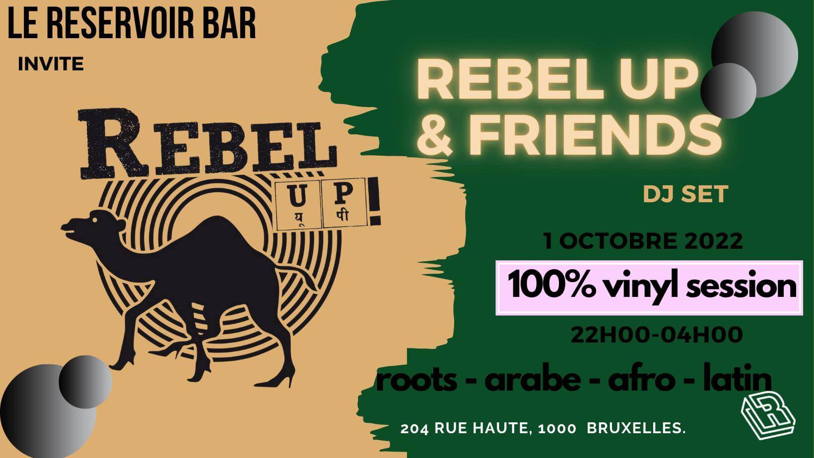 Le reservoir bar invite Rebel up & Friends 100% vinyl night | Le Reservoir Bar