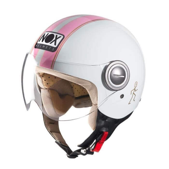 Casque jet Nox - N210 blanc/rose | Easy Scooter