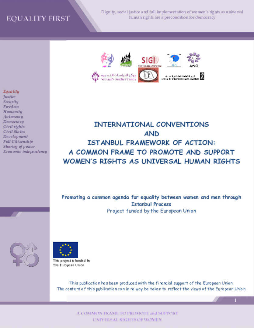 Booklet: International Conventions and Istanbul Framework Action: A Common Frame to Promote and Support Women's Rights as Universal Human Rights | EFI - EuroMed Feminist Initiative