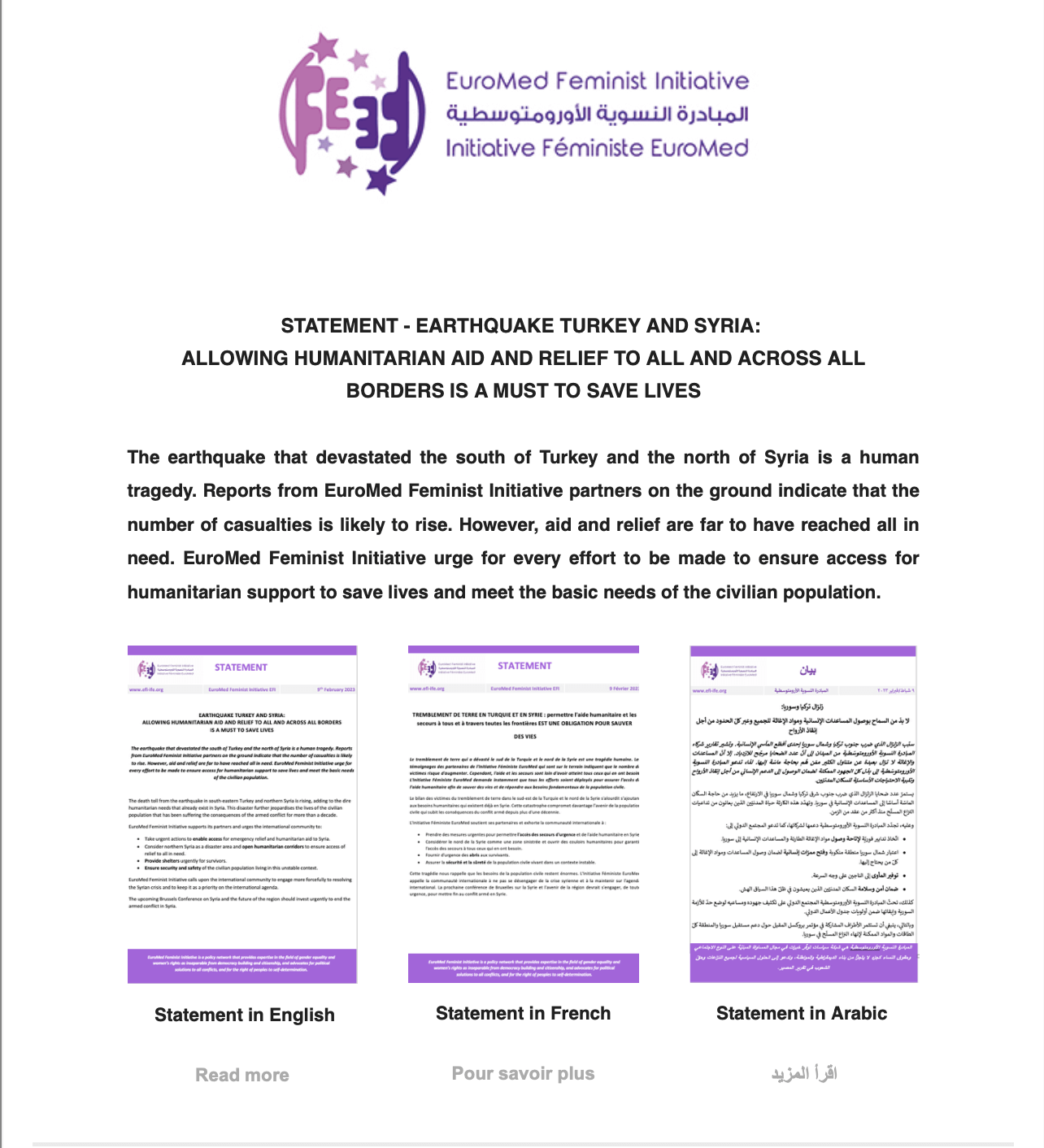 EuroMed Feminist Initiative Newsletter - Published 10/2/2023 | EFI - EuroMed Feminist Initiative