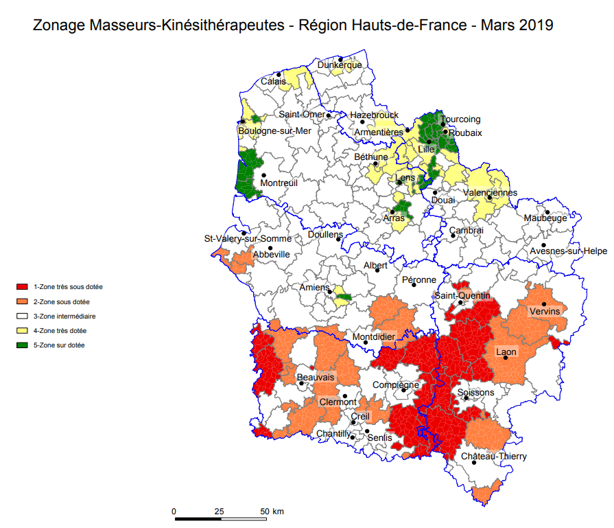 Hauts de France_Zonage carte | Alizé - Syndicat de kinésithérapeutes