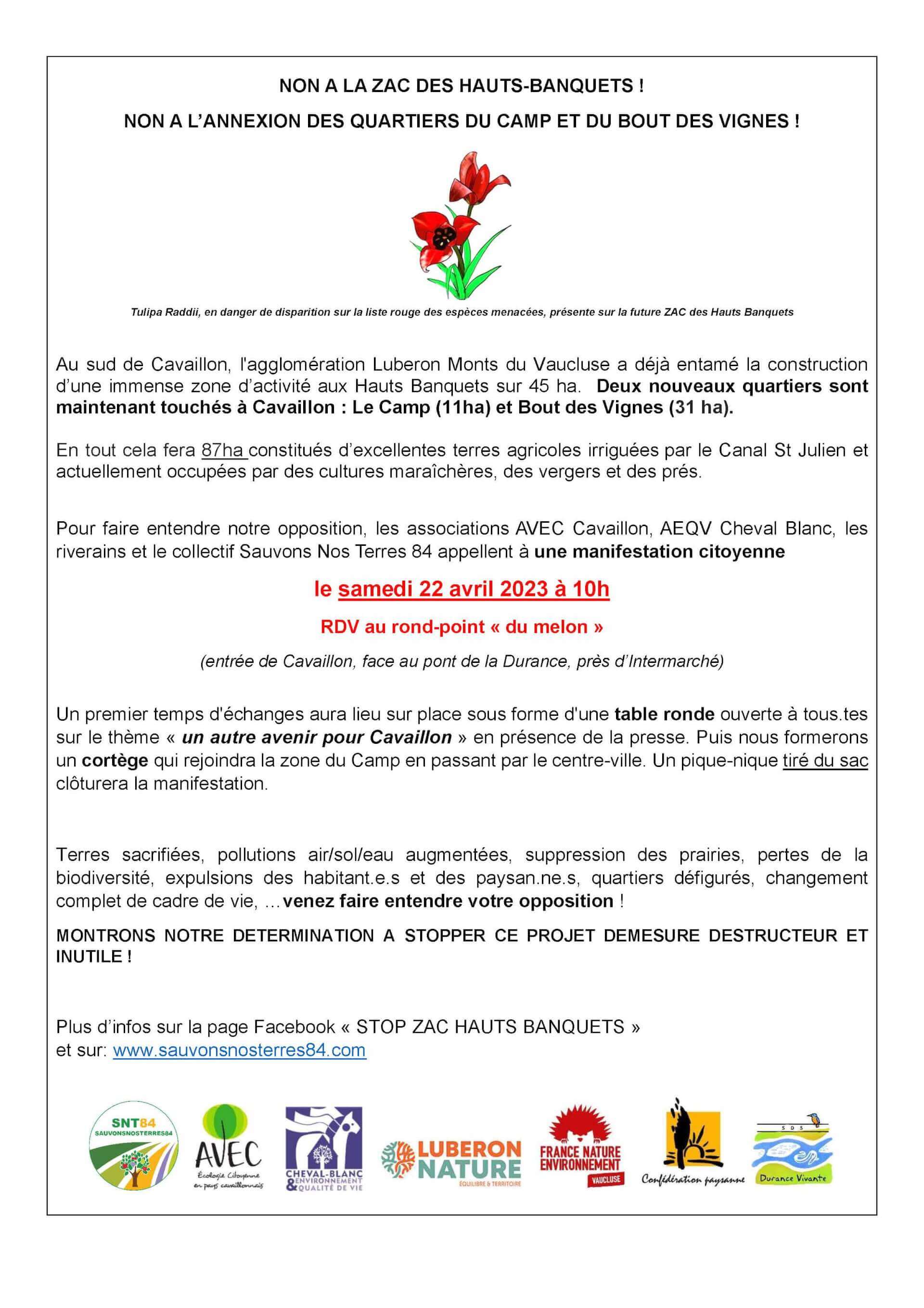 Non à la ZAC des hauts banquets - Mobilisation citoyenne | AEQV