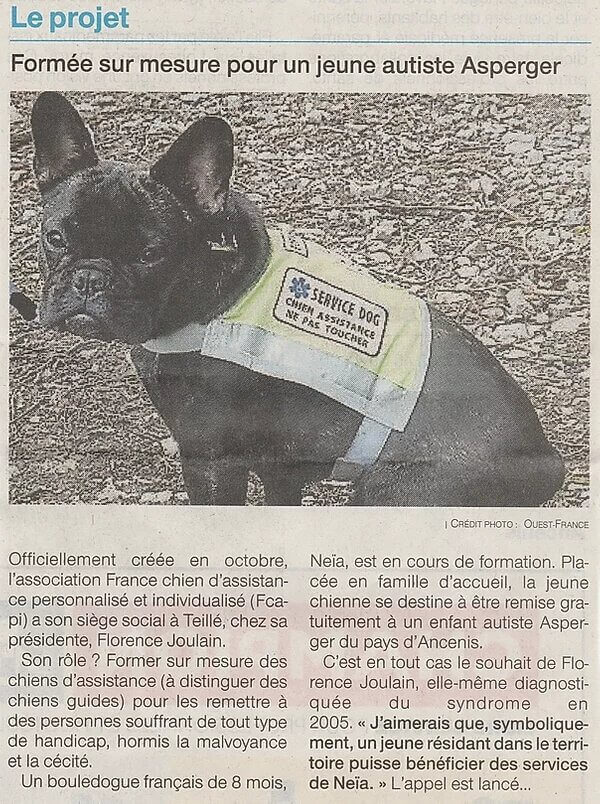 Ouest France | FCAPI - France Chiens d'Assitance Personnalisé et indidualisé