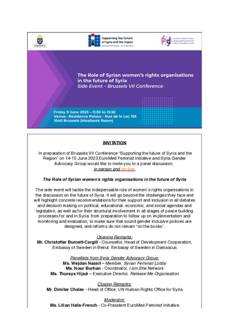 EUROMED FEMINIST INITIATIVE NEWSLETTER - PUBLISHED  5/6/2023 | EFI - EuroMed Feminist Initiative