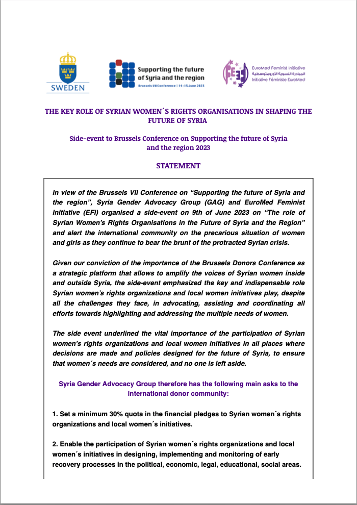EUROMED FEMINIST INITIATIVE NEWSLETTER PUBLISHED 14/6/2023 | EFI - EuroMed Feminist Initiative