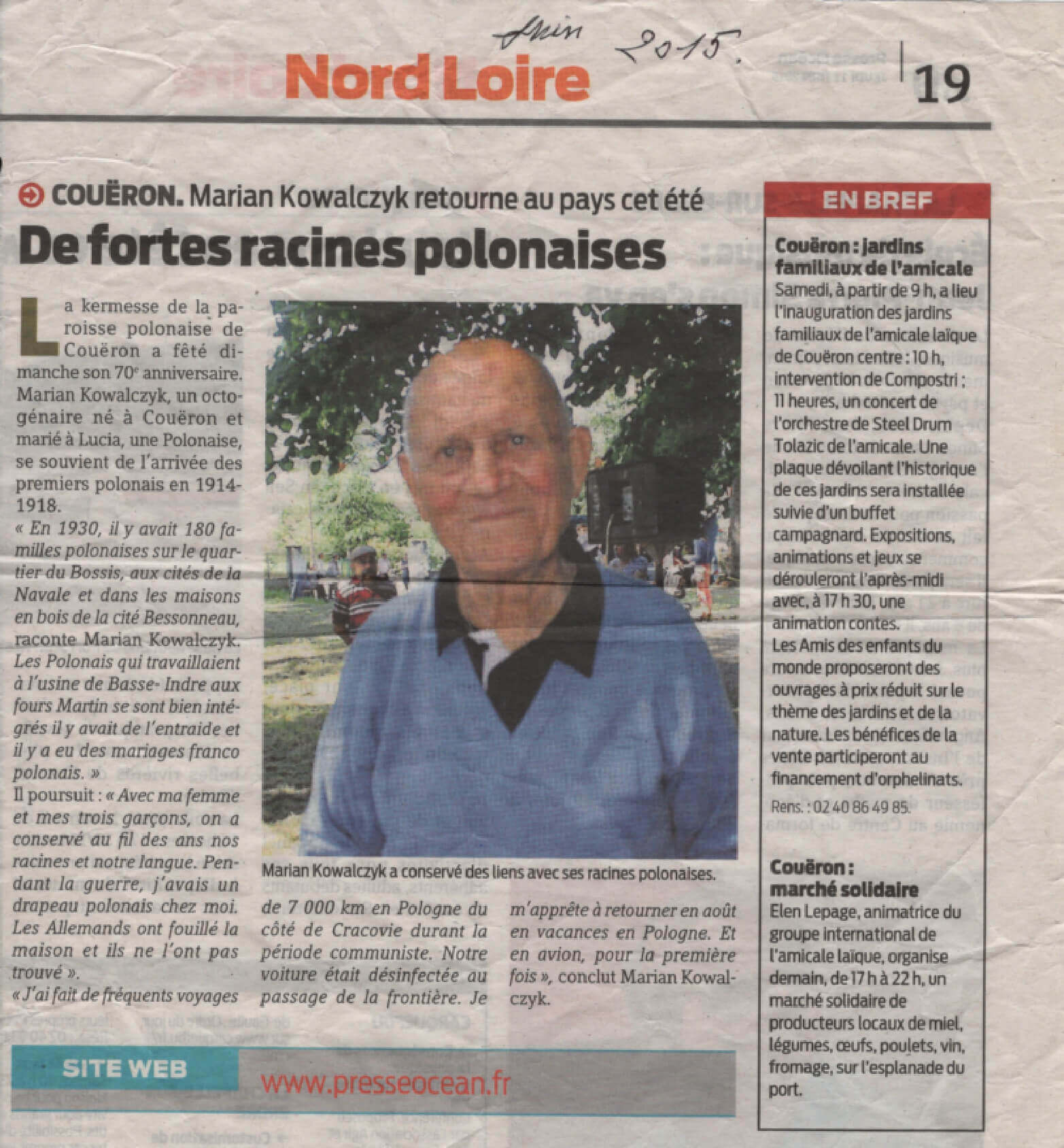 Marian KOWALCZYK de forte racines polonaises | CZESC Nantes-Pologne