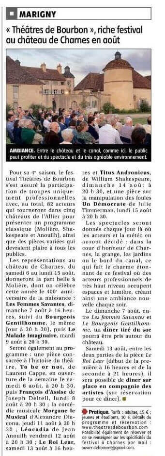 La Montagne - 11 juillet 2022 | Théâtres de Bourbon