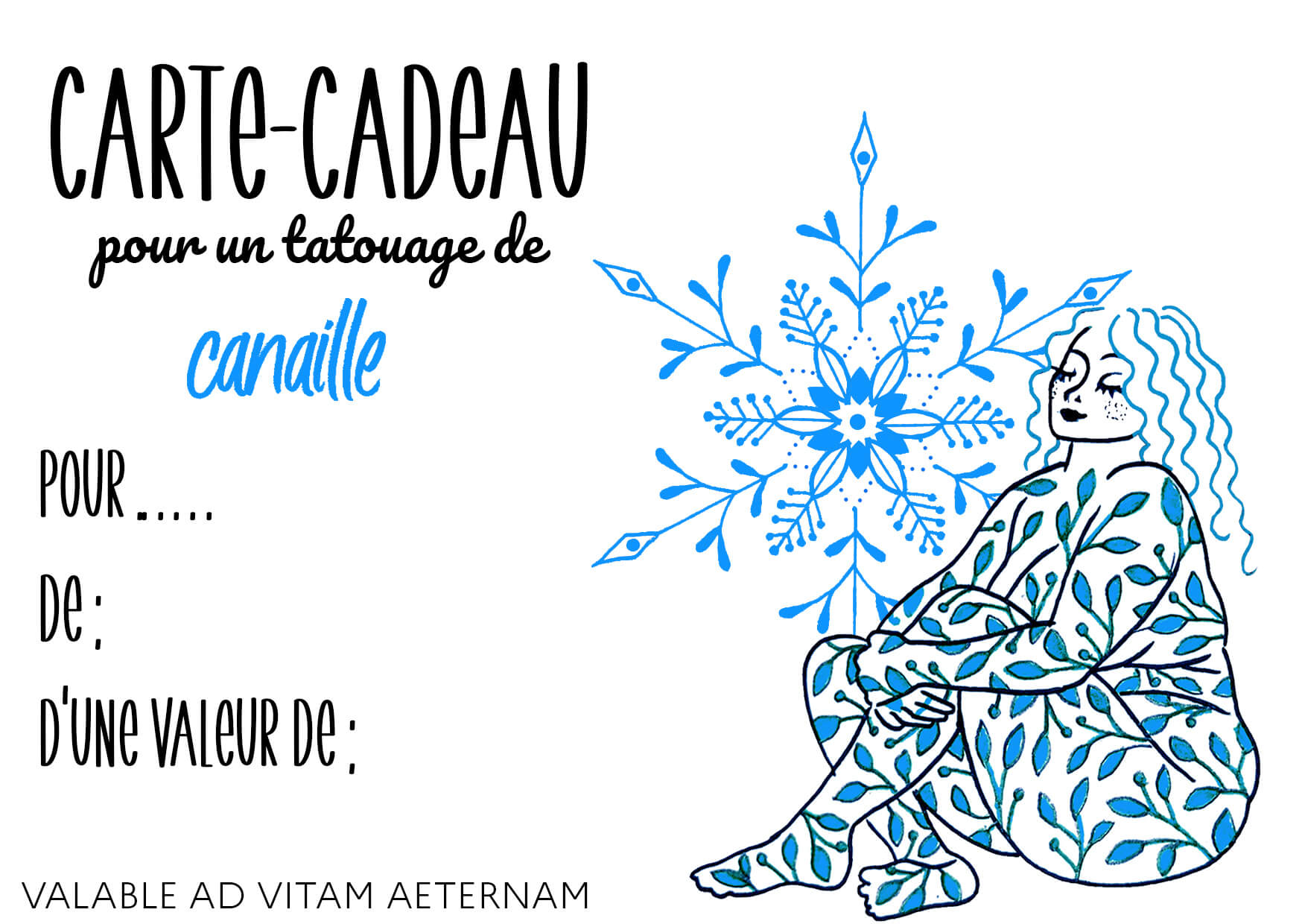 Carte cadeau tattoo - 120 euros | Canaille Illustration