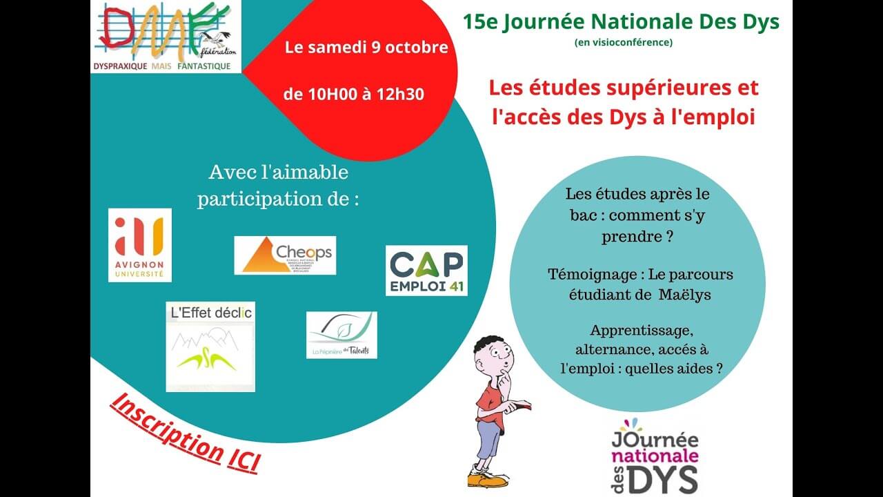 Visio conférence 15e JND "Les études supérieures et l'accès des Dys à l'emploi" | FDMF - Fédération Dyspraxique Mais Fantastique