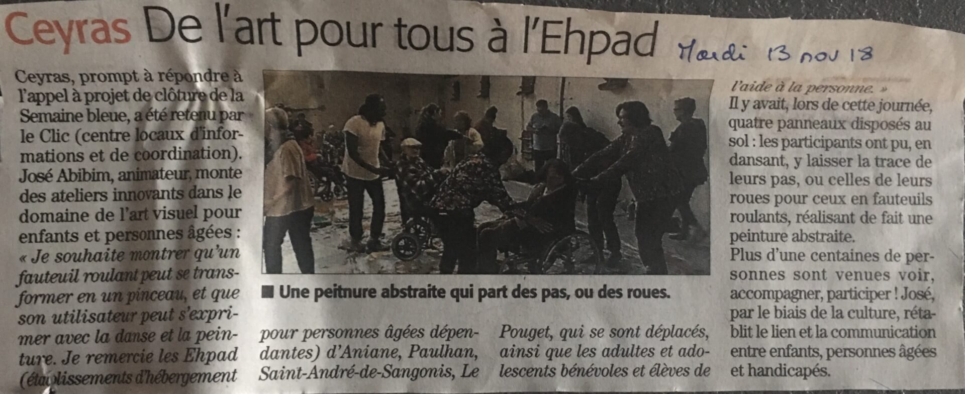 DE L'ART POUR TOUS EN EHPAD à Ceyras | L’Art sans Gène
