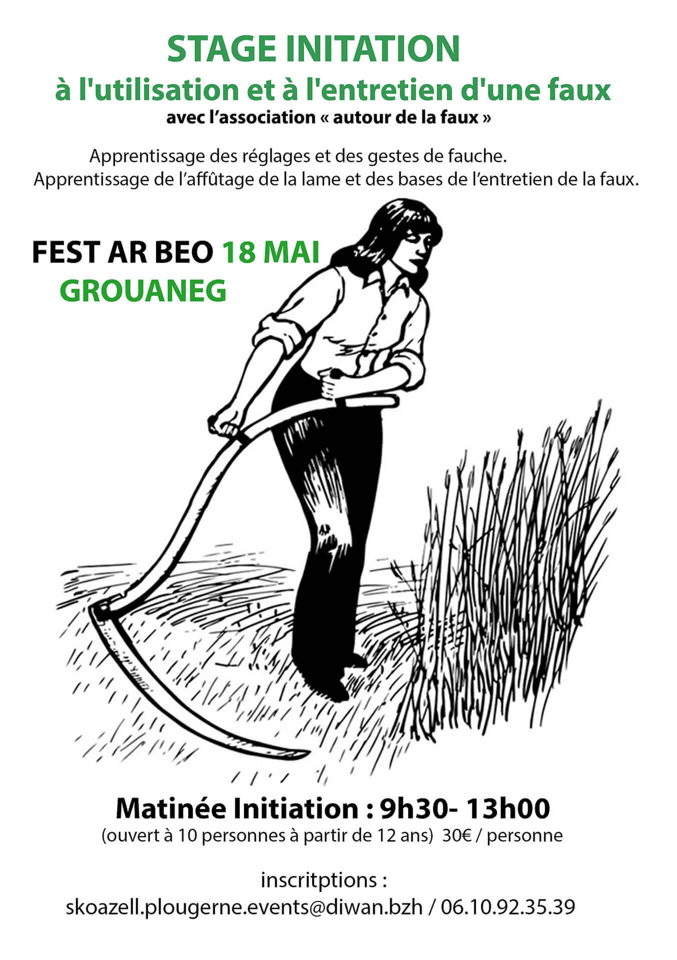 Stage Initiation à l'utilisation et à l'entretien d'une faux | Skoazell Diwan Plougerne