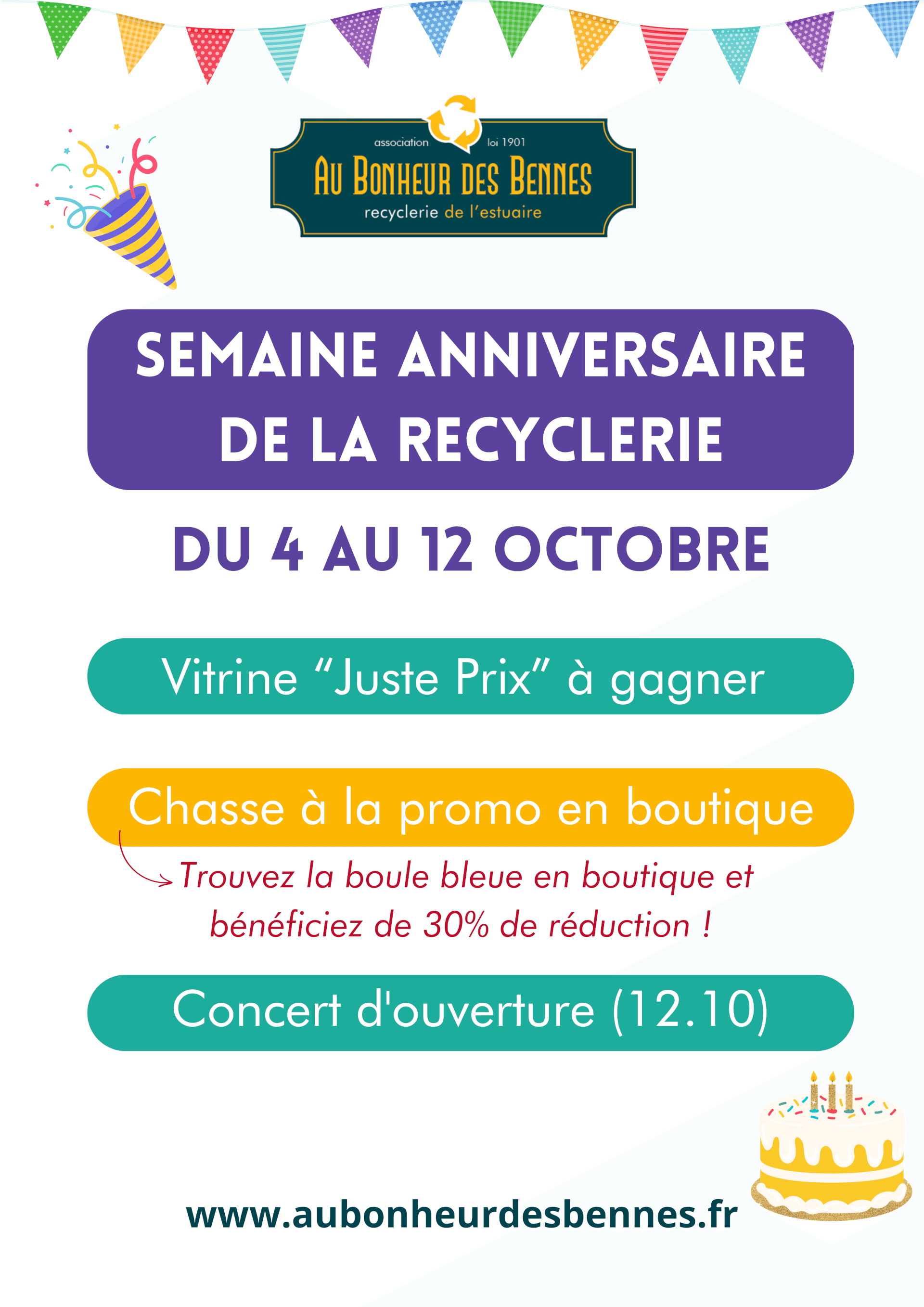 Affiche anniversaire | Au Bonheur des Bennes - recyclerie de l'estuaire