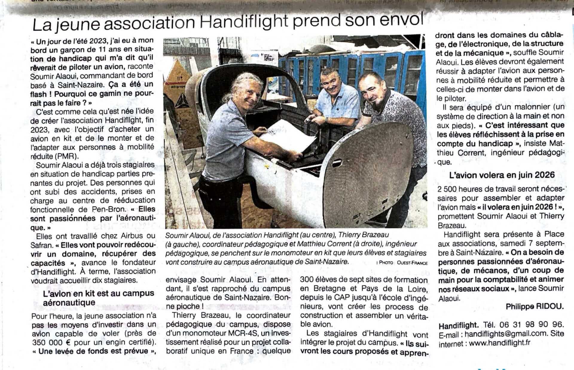Article dans Ouest-France | Handiflight