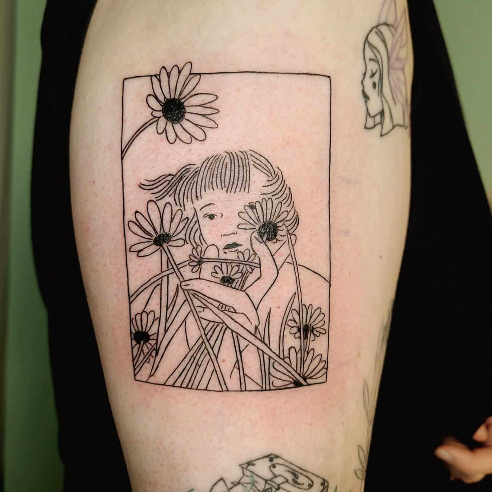 Tatouage - cadre fleuri | Canaille Illustration