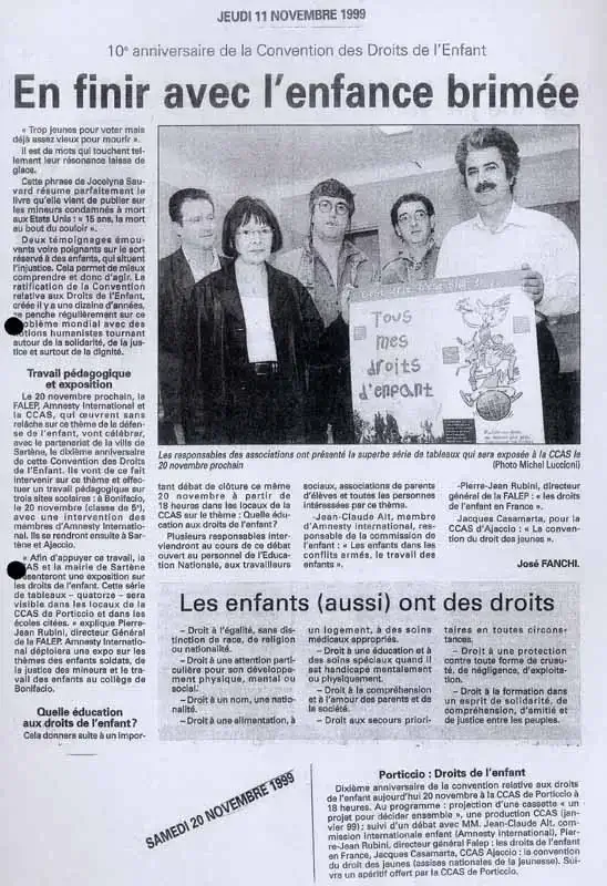 10 ème anniversaire de la Convention des droits de l'enfant | Per a Pace