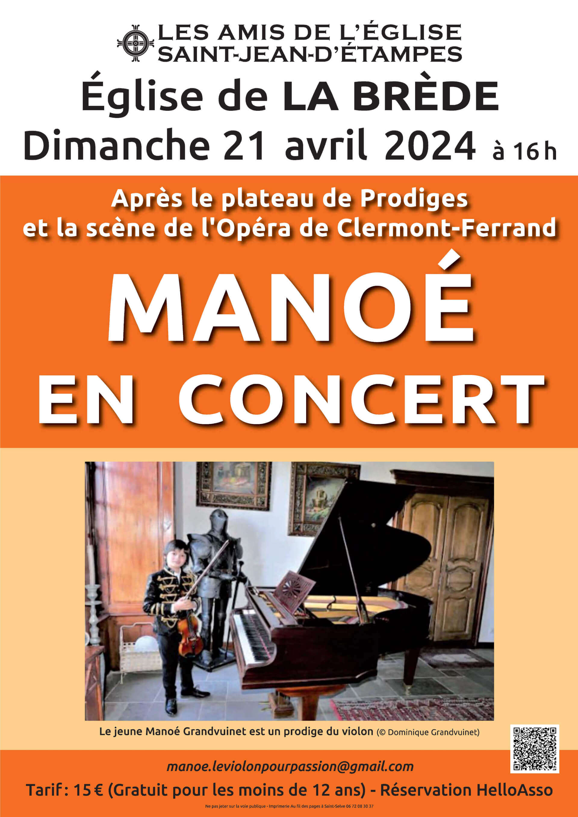 Concert Manoé | Association des Amis de l'Eglise Saint Jean d'Etampes de La Brède