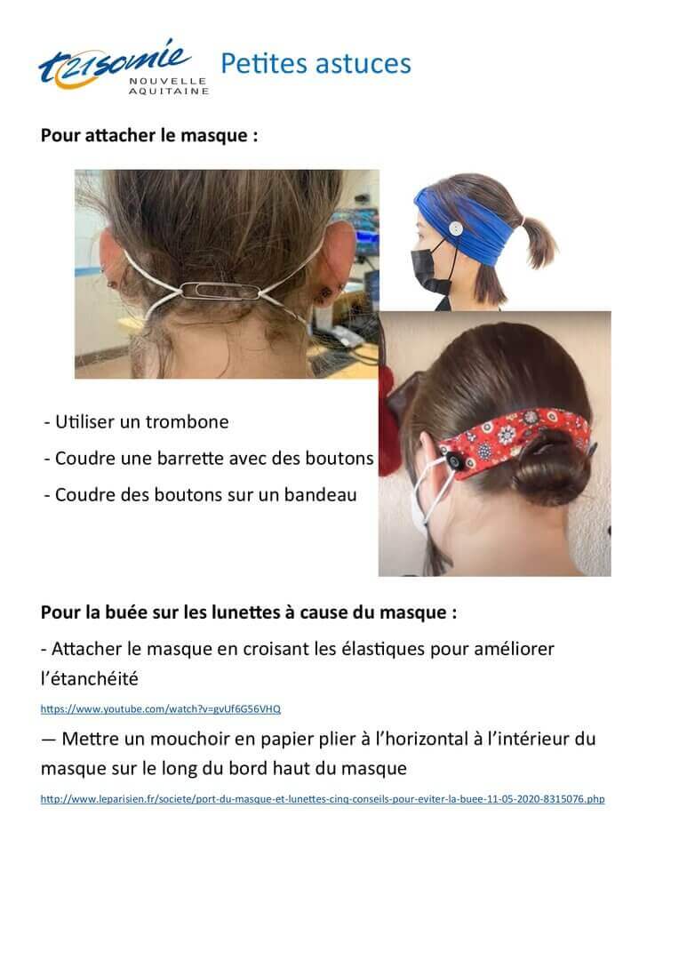 Petites astuces masques | Trisomie 21 Nouvelle Aquitaine