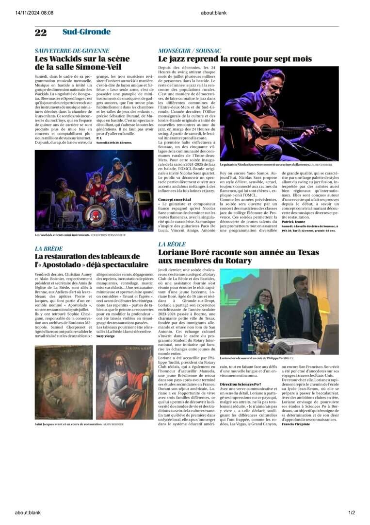 Restauration apôtres | Association des Amis de l'Eglise Saint Jean d'Etampes de La Brède